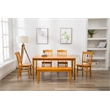 Pemberly Row Rubberwood Dining Bench with Protective Floor Glides in Oak