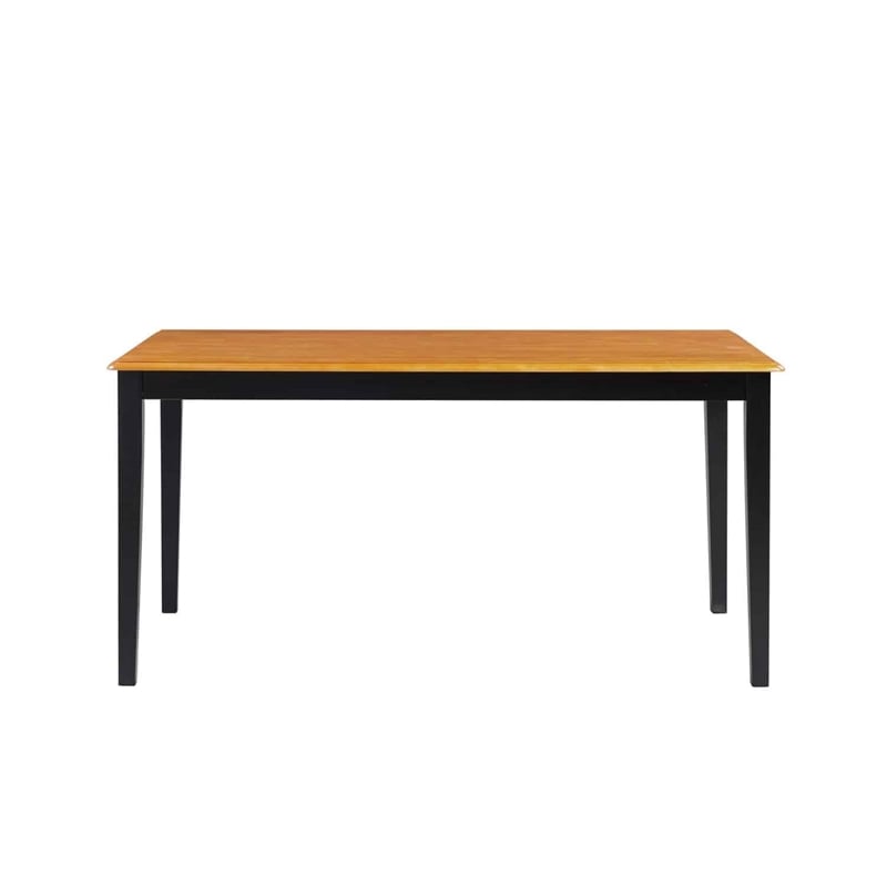 Pemberly Row Rectangular Hardwood Dining Table for 6 Guests in Black/Oak