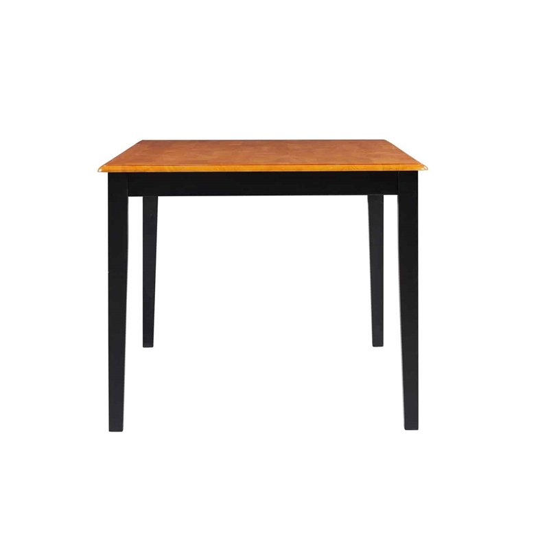 Pemberly Row Rectangular Hardwood Dining Table for 6 Guests in Black/Oak