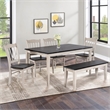 Pemberly Row 6 Piece Rubberwood Dining Set in European Black Ash Antique White