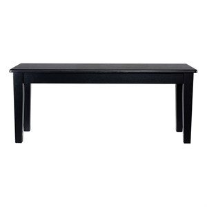 Pemberly Row Rubberwood Farmhouse Dining Bench with Curved Edges in Black