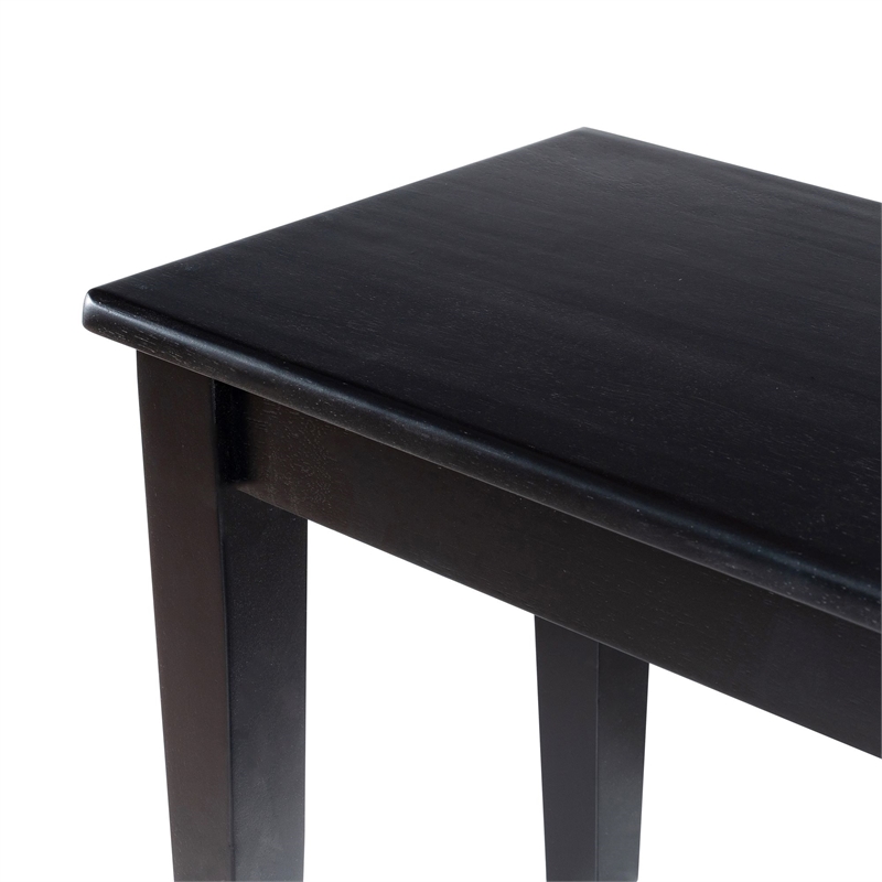 Pemberly Row Rubberwood Farmhouse Dining Bench with Curved Edges in Black