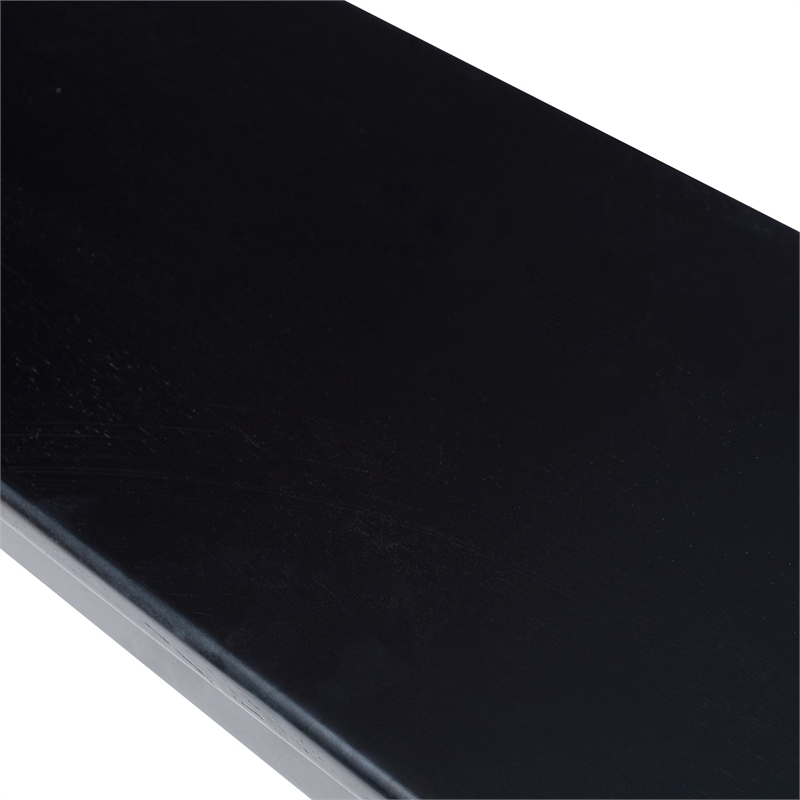 Pemberly Row Rubberwood Farmhouse Dining Bench with Curved Edges in Black