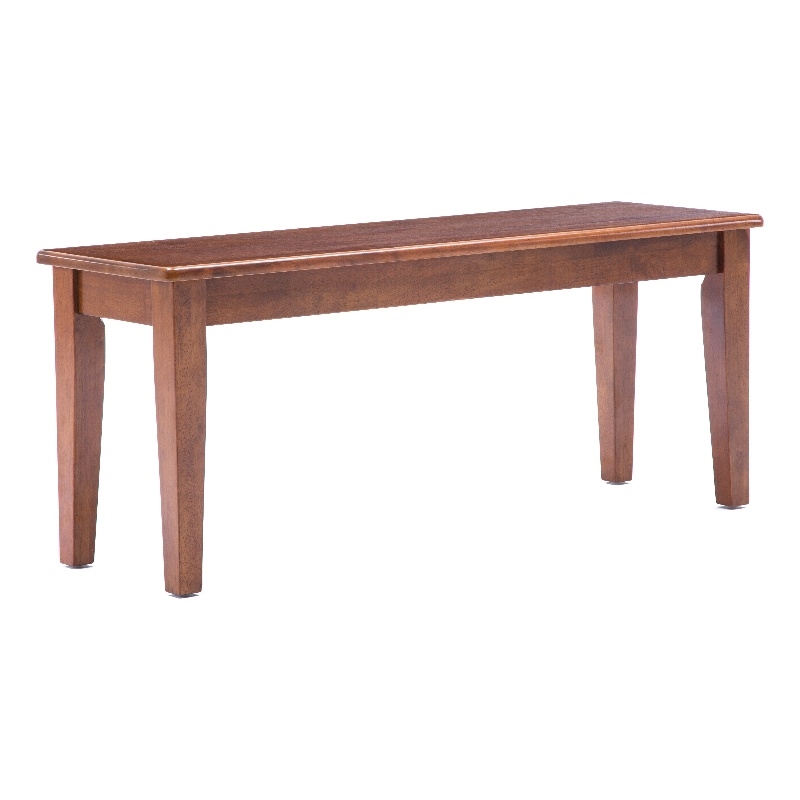 Pemberly Row Rubberwood Dining Bench with Protective Floor Glides in Walnut