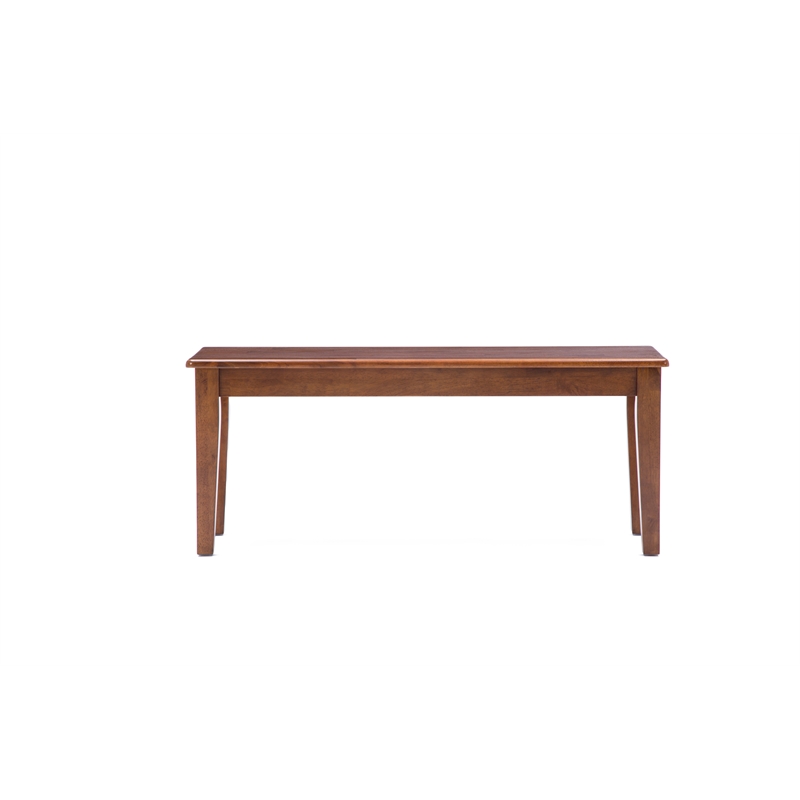 Pemberly Row Rubberwood Dining Bench with Protective Floor Glides in Walnut