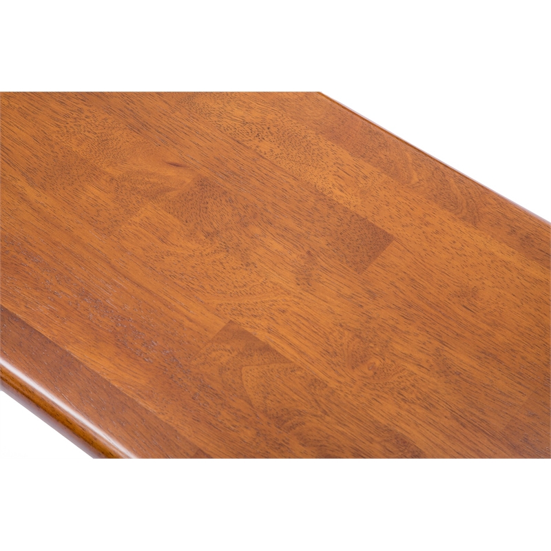 Pemberly Row Rubberwood Dining Bench with Protective Floor Glides in Walnut