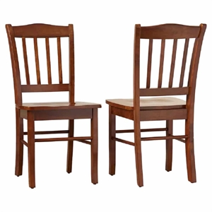Pemberly Row Rubberwood Slat Back Contoured Dining Chair (Set of 2) in Walnut