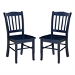 Pemberly Row Rubberwood Slat Back Contoured Dining Chair (Set of 2) in Navy Blue