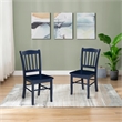 Pemberly Row Rubberwood Slat Back Contoured Dining Chair (Set of 2) in Navy Blue