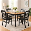 Pemberly Row 5 Piece Rubberwood Slat Back Dining Set with Molded Seats in Black