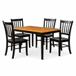 Pemberly Row 5 Piece Rubberwood Slat Back Dining Set with Molded Seats in Black