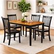 Pemberly Row 5 Piece Rubberwood Slat Back Dining Set with Molded Seats in Black