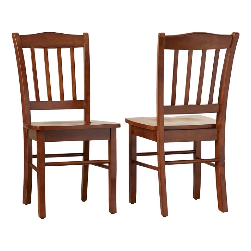 Pemberly Row Rubberwood Contoured Farmhouse Dining Chair (Set of 2) in Walnut