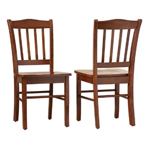 Pemberly Row Rubberwood Contoured Farmhouse Dining Chair (Set of 2) in Walnut