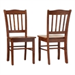 Pemberly Row Rubberwood Contoured Farmhouse Dining Chair (Set of 2) in Walnut