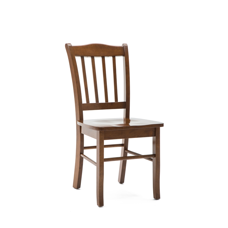 Pemberly Row Rubberwood Contoured Farmhouse Dining Chair (Set of 2) in Walnut