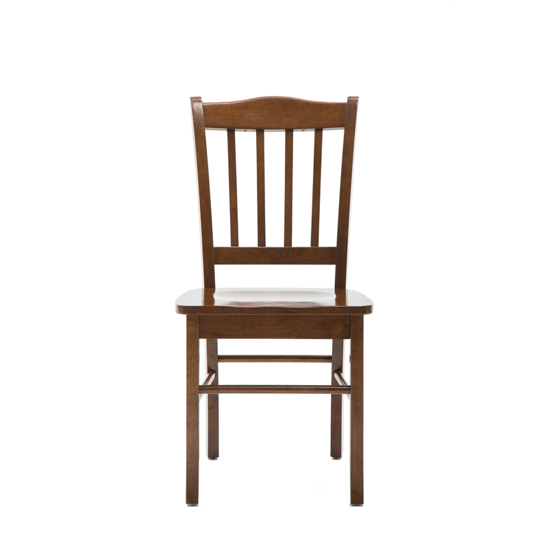 Pemberly Row Rubberwood Contoured Farmhouse Dining Chair (Set of 2) in Walnut