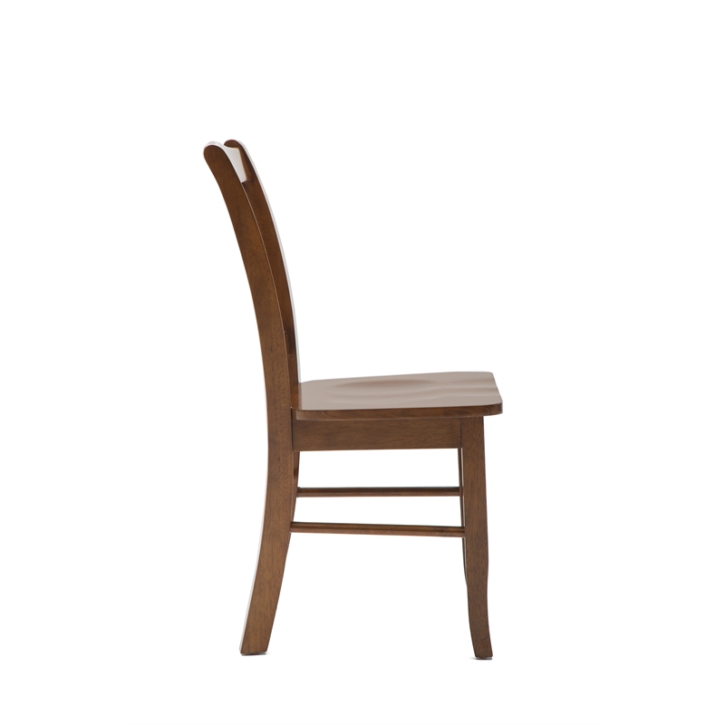 Pemberly Row Rubberwood Contoured Farmhouse Dining Chair (Set of 2) in Walnut