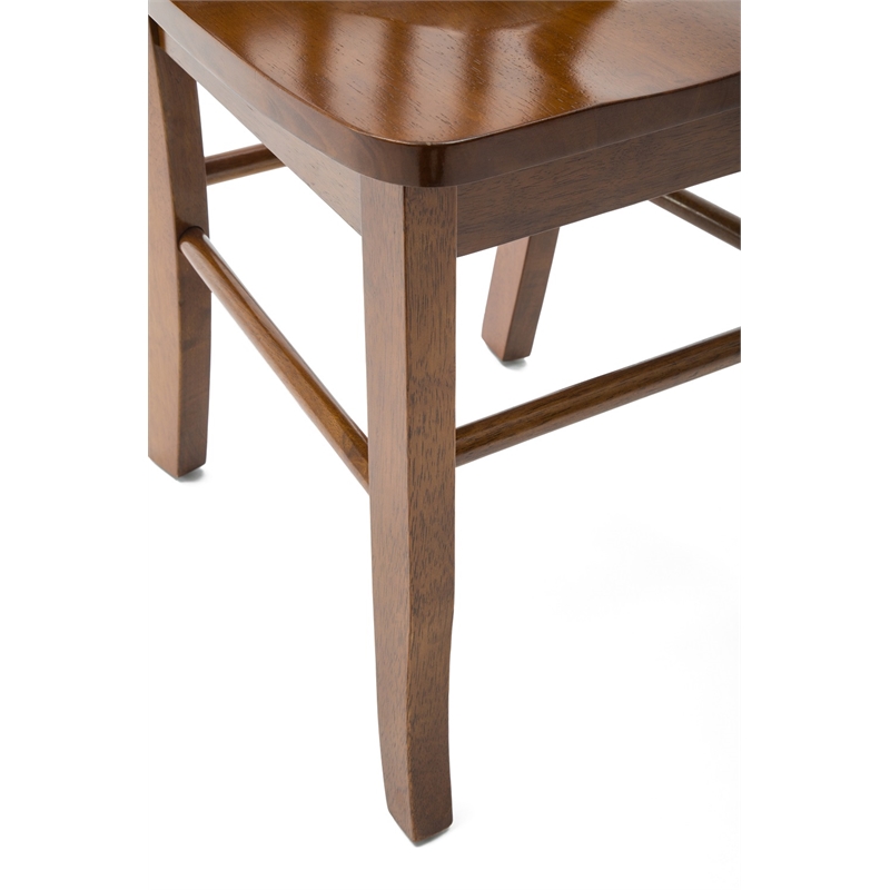 Pemberly Row Rubberwood Contoured Farmhouse Dining Chair (Set of 2) in Walnut