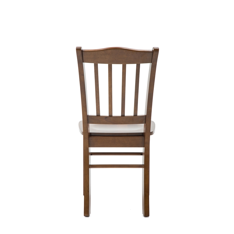 Pemberly Row Rubberwood Contoured Farmhouse Dining Chair (Set of 2) in Walnut