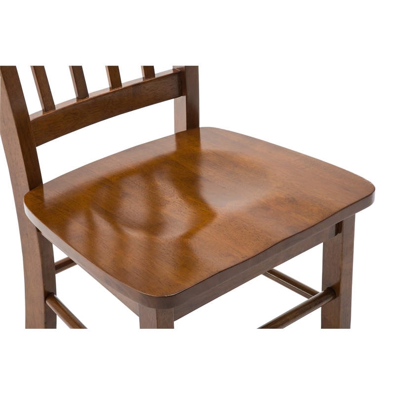 Pemberly Row Rubberwood Contoured Farmhouse Dining Chair (Set of 2) in Walnut