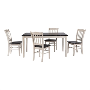 Pemberly Row 5 Piece Rubberwood Slat Back Dining Set in European Black Ash