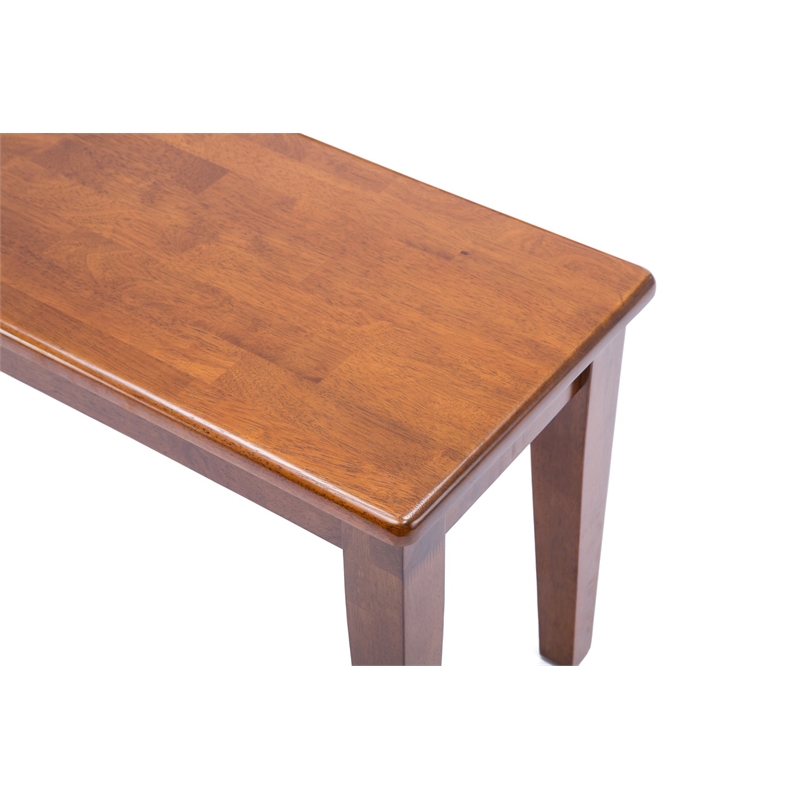 Pemberly Row Rubberwood Dining Bench Seats 2 to 3 with Floor Glides in Walnut