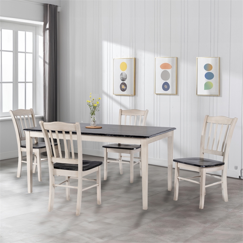 Pemberly Row Rectangular Rubberwood Dining Table for 6 in European Black Ash