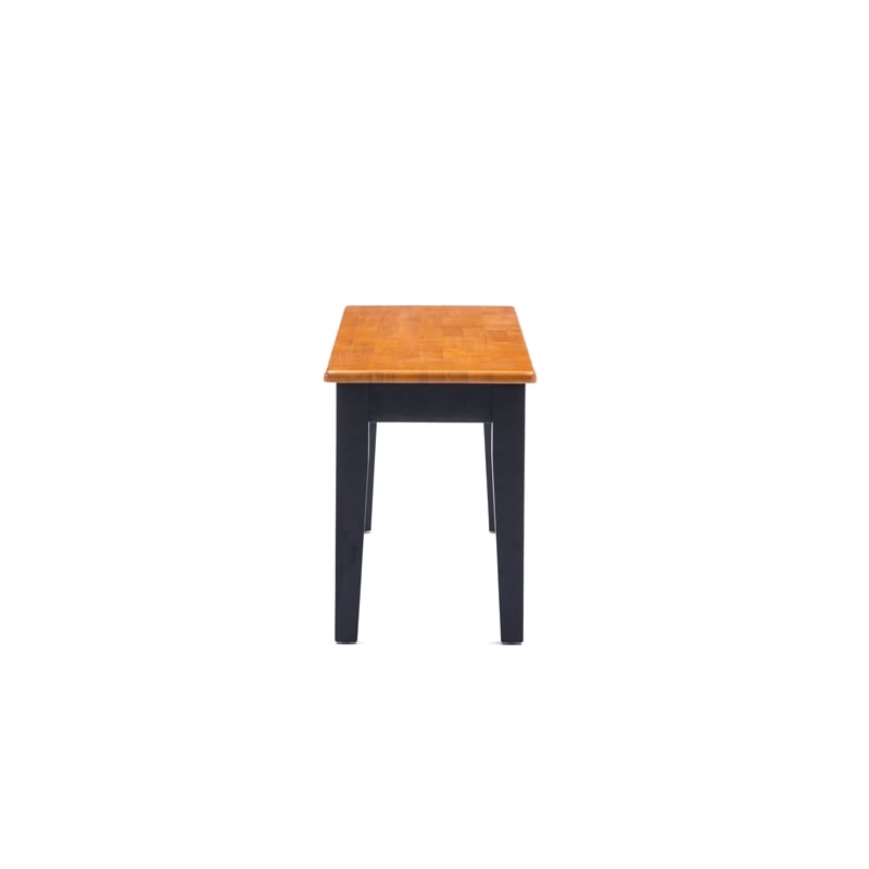 Pemberly Row Rubberwood Mid Century Dining Bench Seats 2 to 3 in Black and Oak