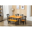 Pemberly Row Rubberwood Mid Century Dining Bench Seats 2 to 3 in Black and Oak