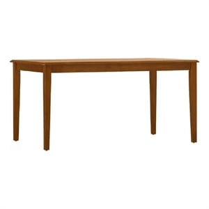 Pemberly Row Solid Rubberwood Rectangular Dining Table for 6 Guests in Walnut