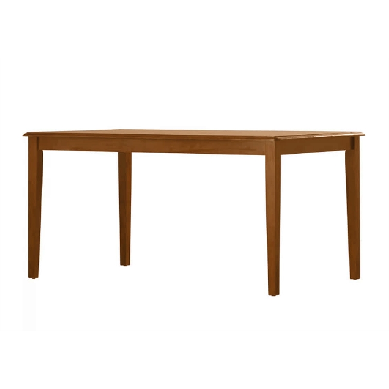 Pemberly Row Solid Rubberwood Rectangular Dining Table for 6 Guests in Walnut