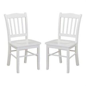 Pemberly Row Rubberwood Slat Back Contoured Dining Chair (Set of 2) in Cream
