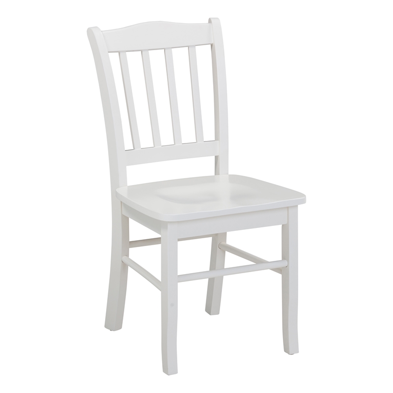 Pemberly Row Rubberwood Slat Back Contoured Dining Chair (Set of 2) in Cream