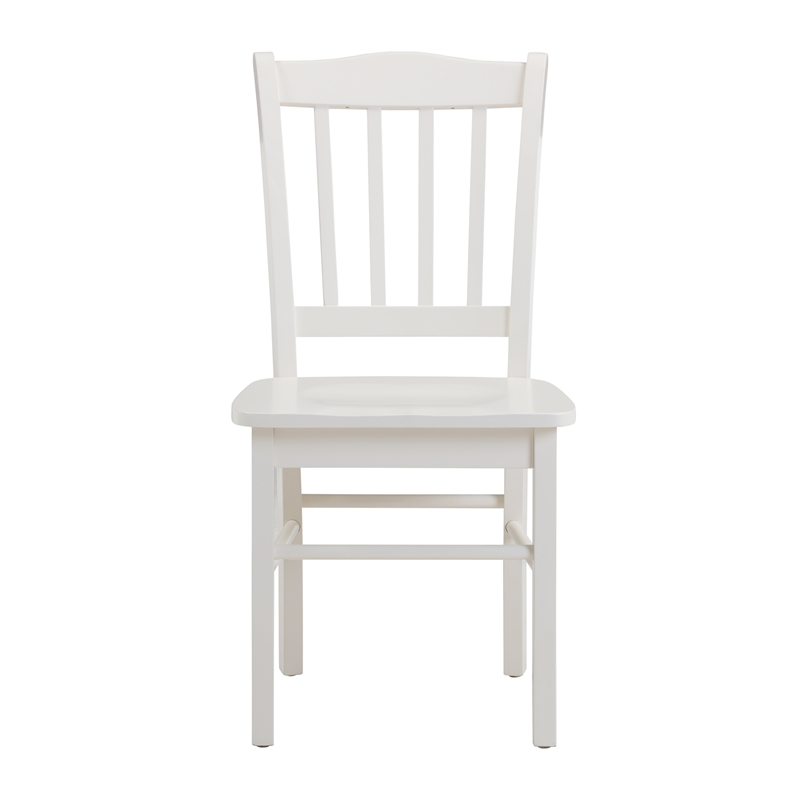 Pemberly Row Rubberwood Slat Back Contoured Dining Chair (Set of 2) in Cream