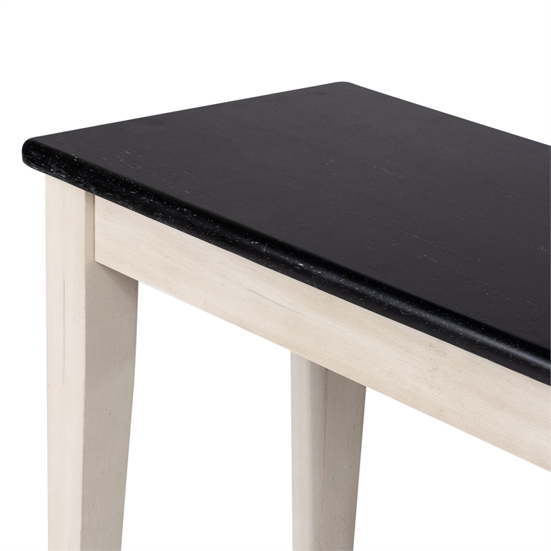 Pemberly Row Rubberwood Farmhouse Dining Bench Seats 2 in European Black Ash