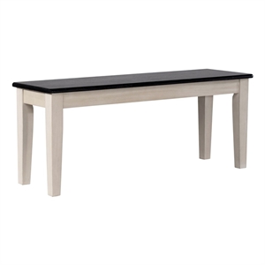 Pemberly Row Rubberwood Farmhouse Dining Bench Seats 2 in European Black Ash