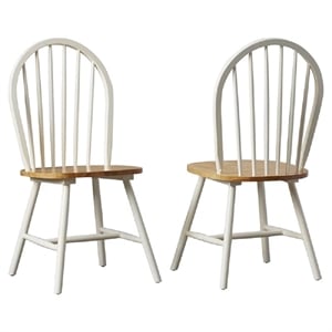 Pemberly Row Rubberwood Farmhouse Spindle Dining Chair (Set of 2) White Natural
