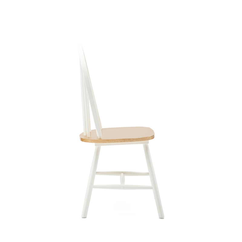 Pemberly Row Rubberwood Farmhouse Spindle Dining Chair (Set of 2) White Natural