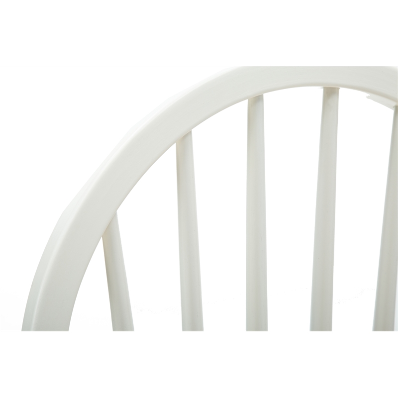 Pemberly Row Rubberwood Farmhouse Spindle Dining Chair (Set of 2) White Natural