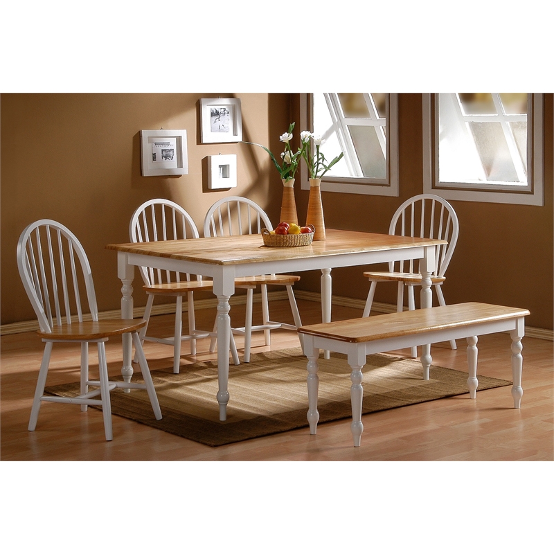 Pemberly Row Rubberwood Farmhouse Spindle Dining Chair (Set of 2) White Natural