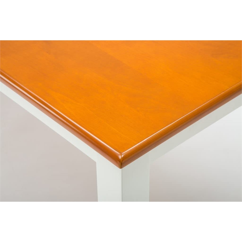 Pemberly Row Shaker Style Rubberwood Dining Table Seats 6 in Cream Honey Oak