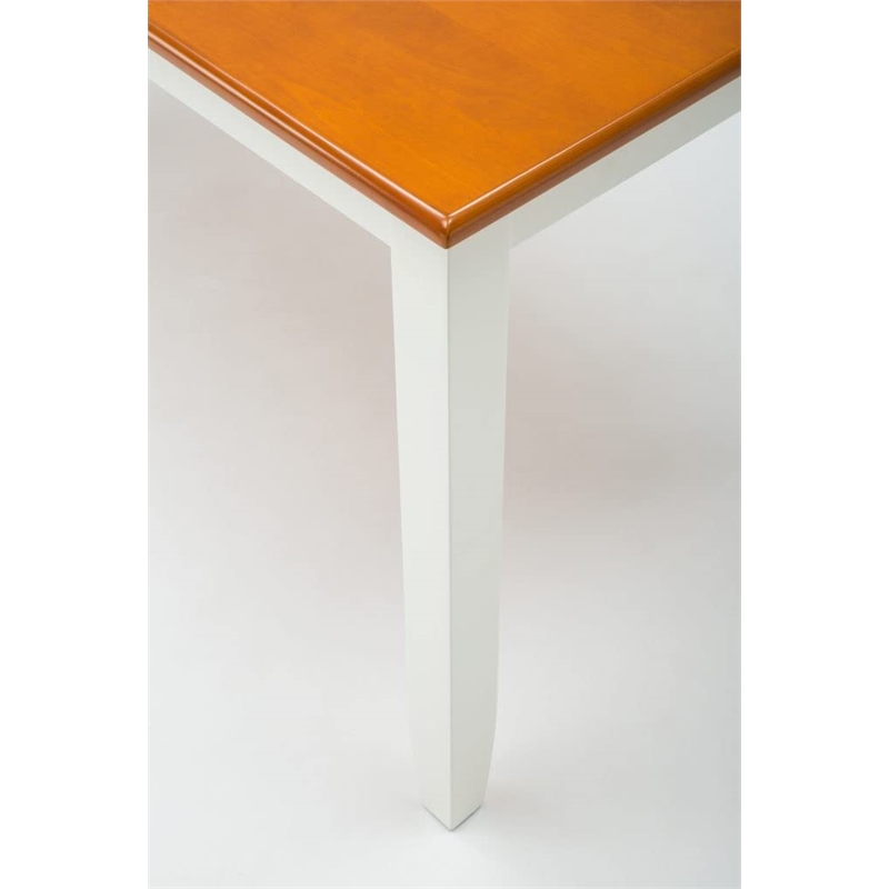 Pemberly Row Shaker Style Rubberwood Dining Table Seats 6 in Cream Honey Oak