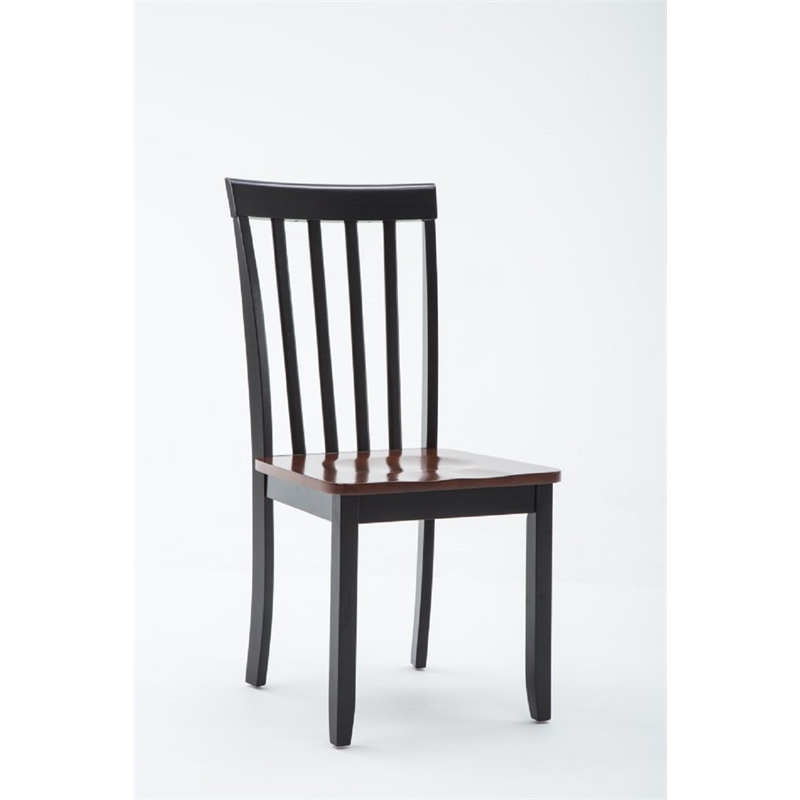 Pemberly Row Rubberwood Contoured Dining Chair (Set of 2) in Black Cherry