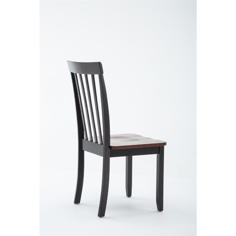 Pemberly Row Rubberwood Contoured Dining Chair (Set of 2) in Black Cherry