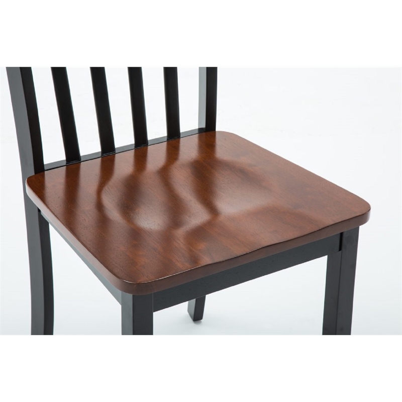 Pemberly Row Rubberwood Contoured Dining Chair (Set of 2) in Black Cherry