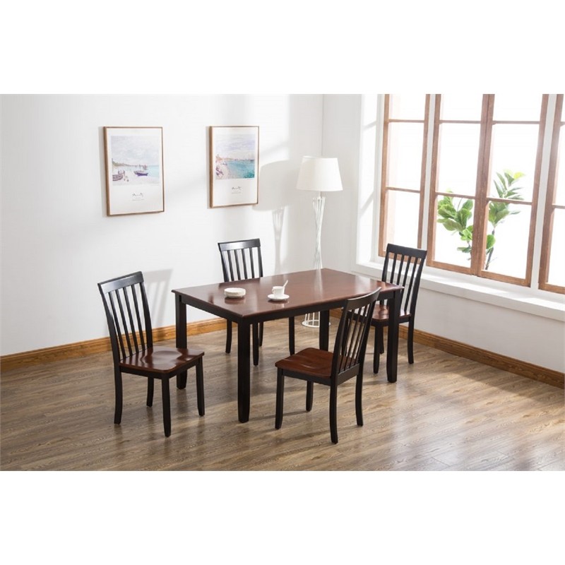 Pemberly Row Rubberwood Contoured Dining Chair (Set of 2) in Black Cherry