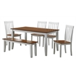 Pemberly Row Rubberwood 6 Piece Shaker Dining Set for 6 in Cream Honey Oak