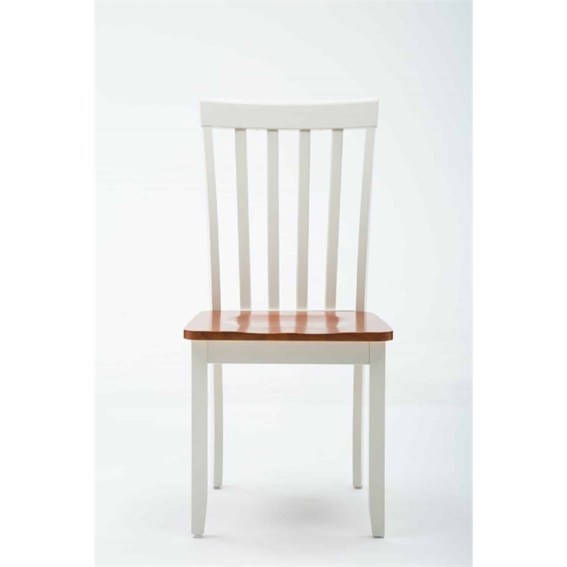 Pemberly Row Rubberwood 6 Piece Shaker Dining Set for 6 in Cream Honey Oak