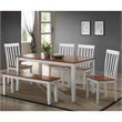Pemberly Row Rubberwood 6 Piece Shaker Dining Set for 6 in Cream Honey Oak